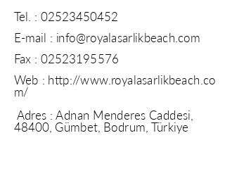 Royal Asarlk Beach Hotel & Spa iletiim bilgileri